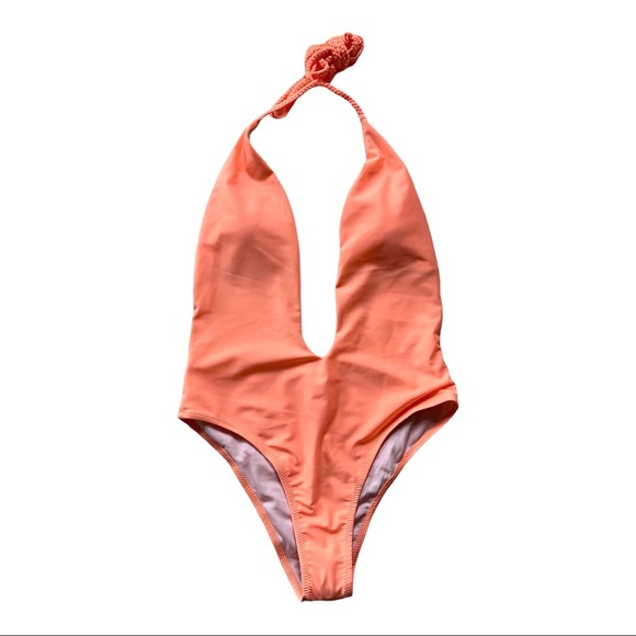 NWOT Peach Deep V-Neck One Piece Size Medium - Picture 4 of 6